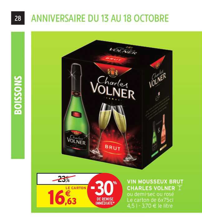 vin mousseux brut charles volner -30% remise immédiate
