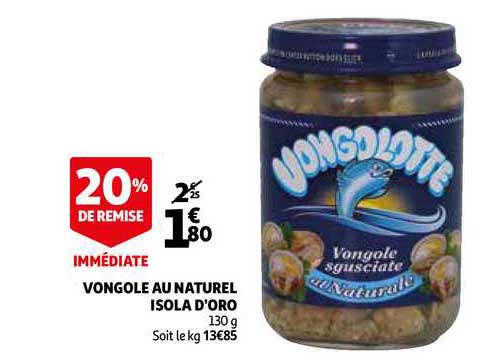 Vongole Au Naturel Isola D'oro 20% Remise Immédiate