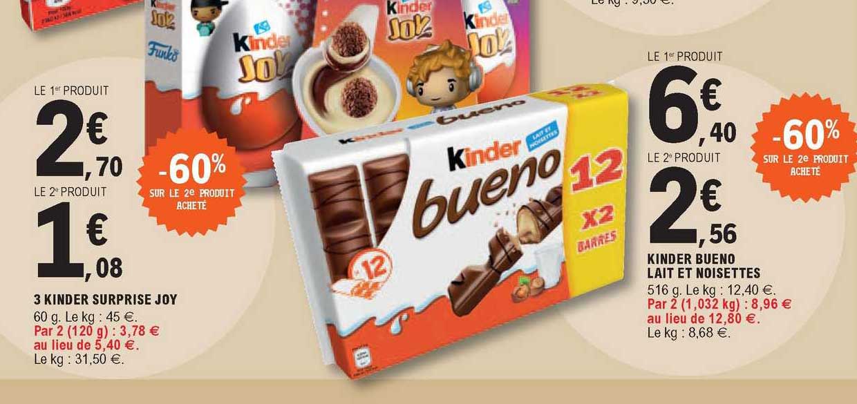 3 Kinder Surprise Joy, Kinder Bueno Lait Et Noisettes