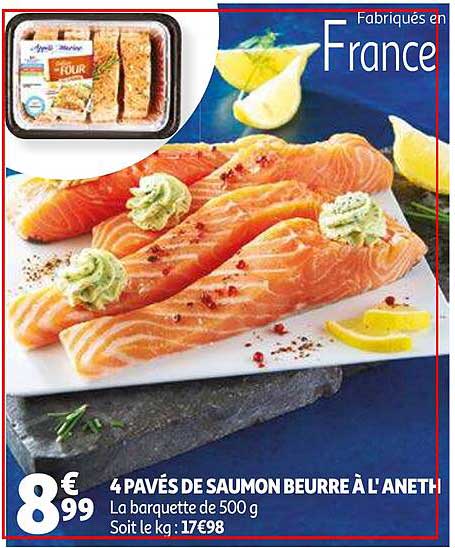 4 pavés de saumon beurre à l'aneth