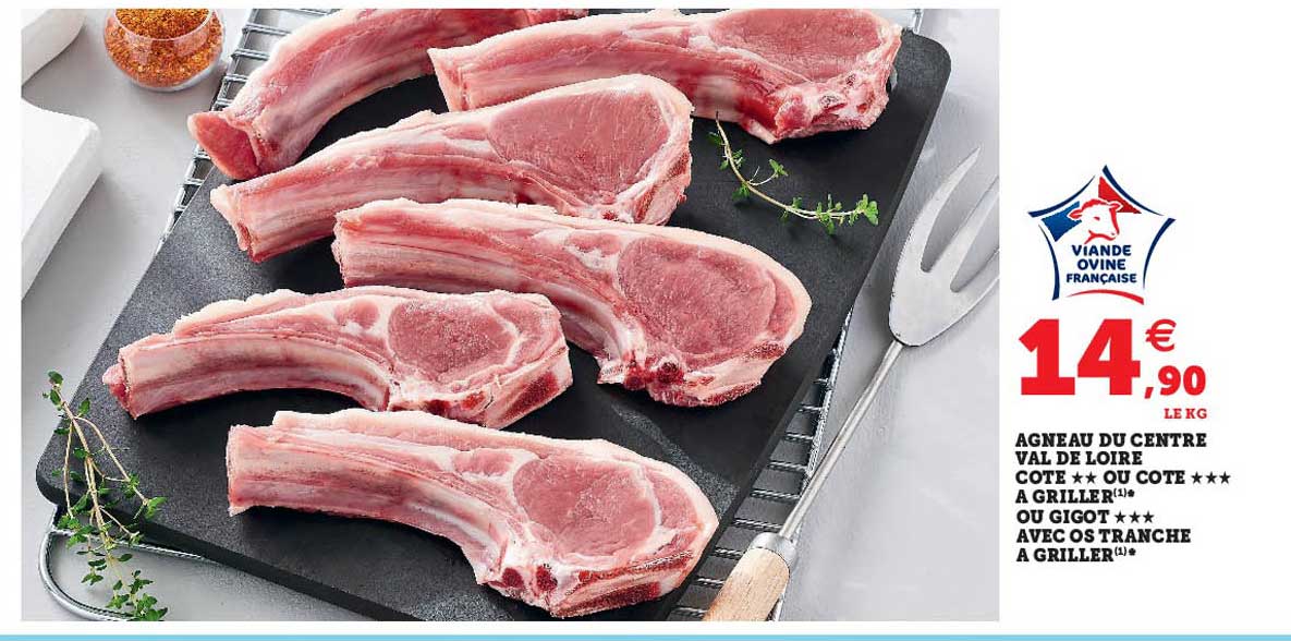 Agneau Du Centre Val De Loire Côte Ou Côte à Griller Ou Gigot Avec Os Tranché à Griller