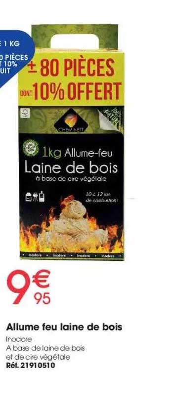 allume feu laine de bois