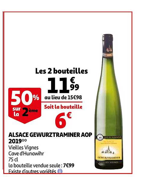 alsace gewurztraminer aop 2019 vieilles vignes cave d'hunawihr