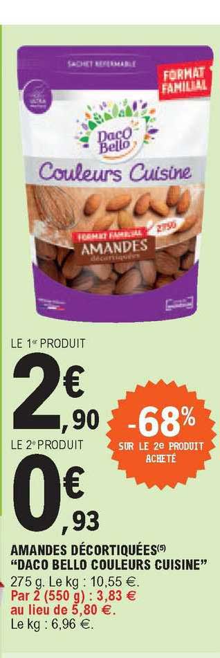 amandes décortiquées "daco bello couleurs cuisine"