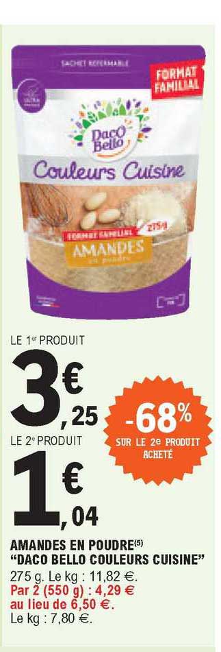 amandes en poudre "daco bello couleurs cuisine"