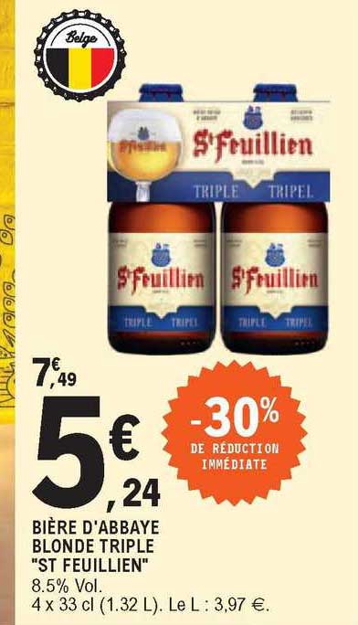 bière d'abbaye blonde triple "st feuillien"