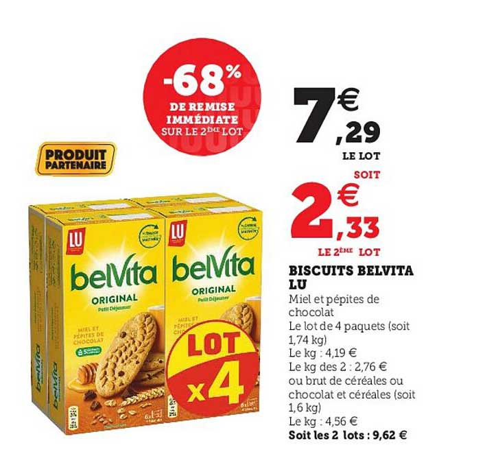 Biscuits Belvita Lu -68% De Remise Immédiate Sur Le 2ème Lot