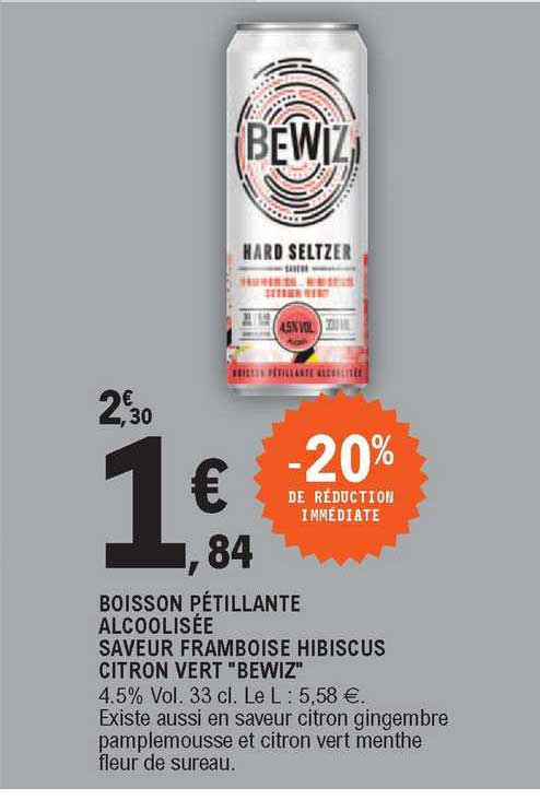 boisson pétillante alcoolisée saveur framboise hibiscus citron vert "bewiz"