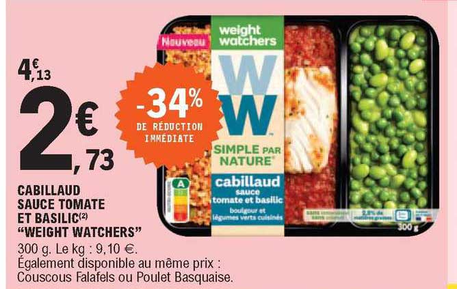 cabillaud sauce tomate et basilic "weight watchers"
