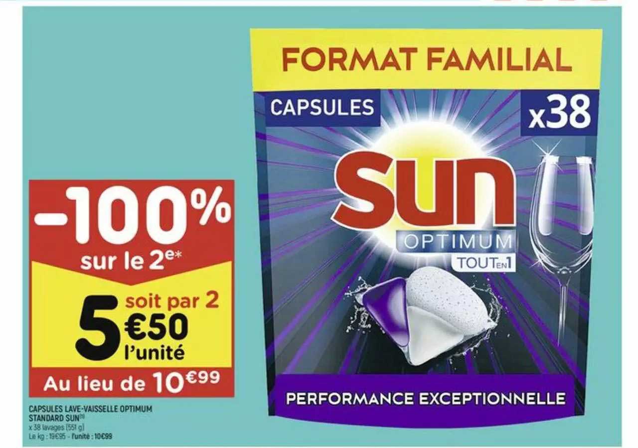 capsules lave-vaisselle optimum standard sun