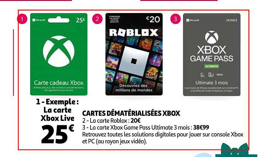 cartes dématérialisées xbox