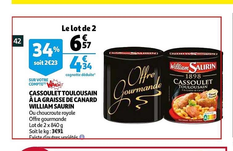 Cassoulet Toulousain à La Graisse De Canard William Saurin