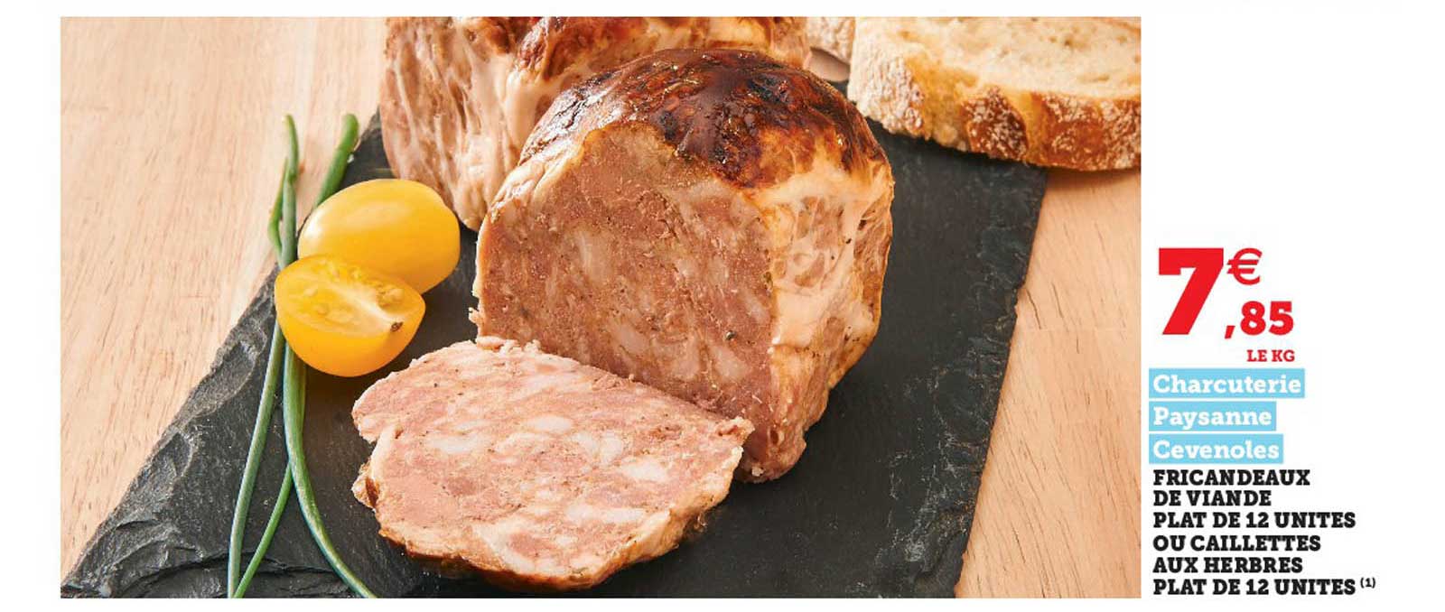 charcuterie paysanne cevenoles fricandeaux de viande plat de 12 unités ou caillettes aux herbes plat de 12 unités