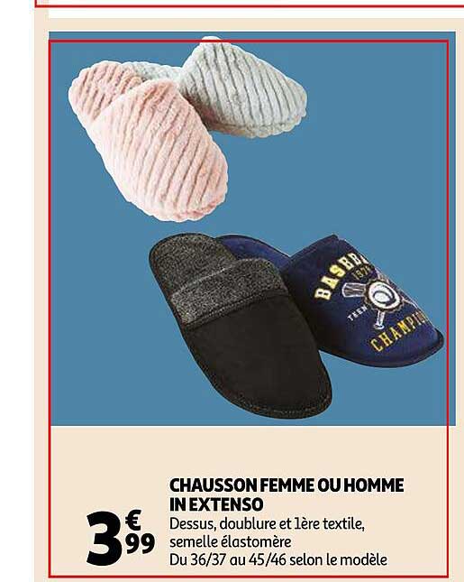 chausson femme ou homme in extenso