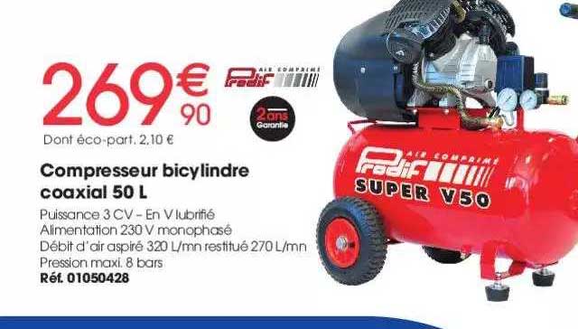 compresseur bicylindre coaxial 50 l