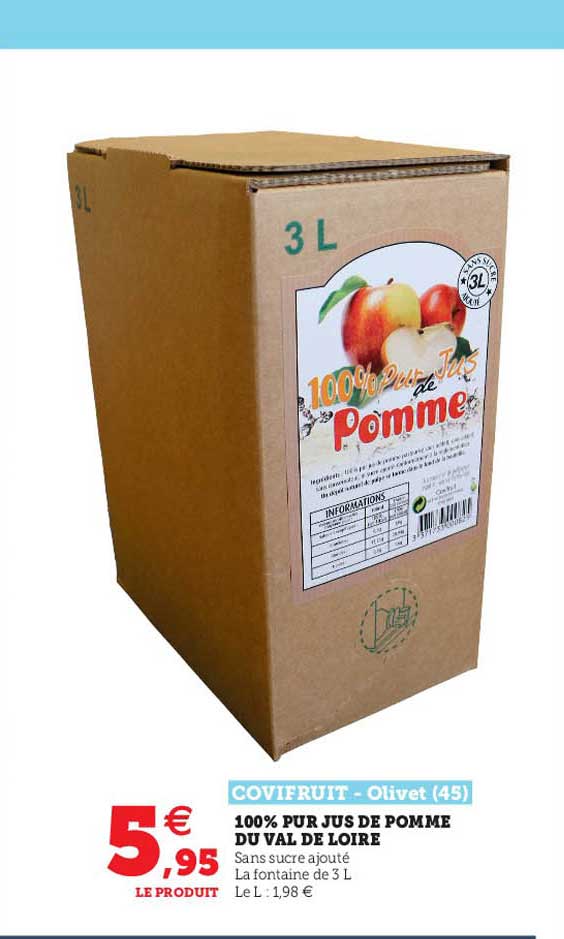 covifruti - olivet 100% pur jus de pomme du val de loire