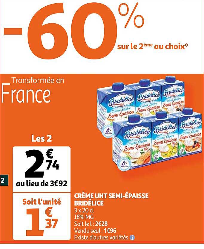 crème uht semi-épaisse bridélice
