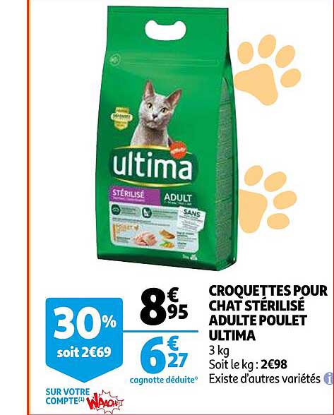 Croquettes Pour Chat Stérilisé Adulte Poulet Ultima