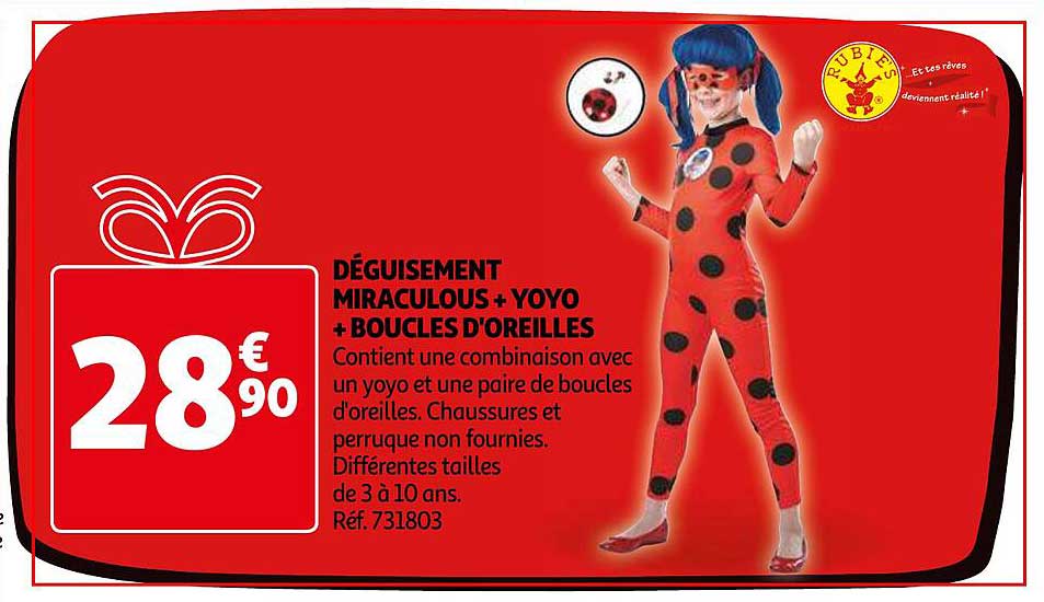 déguisement miraculous + yoyo + boucles d'oreilles