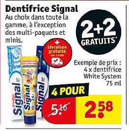 dentifrice signal 2+2 gratuits