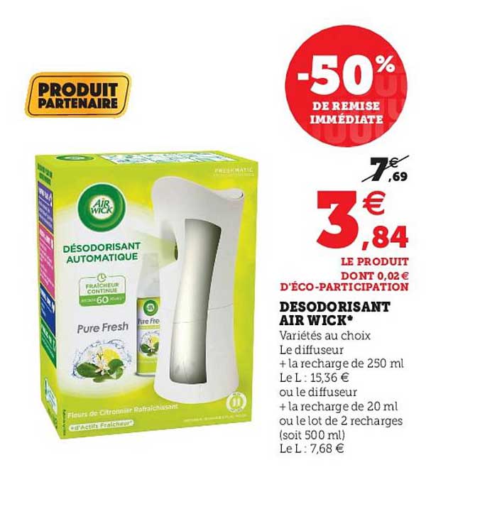desodorisant air wick -50% de remise immédiate