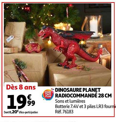 dinosaure planet radiocommandé 28 cm one two fun