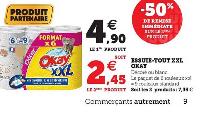 Essuie-tout Xxl Okay -50% De Remise Immédiate Sur Le 2ème Produit