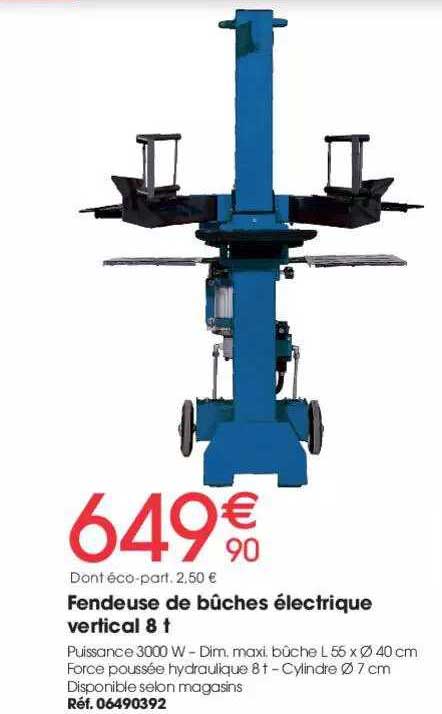 fendeuse de bûches électrique vertical 8 t