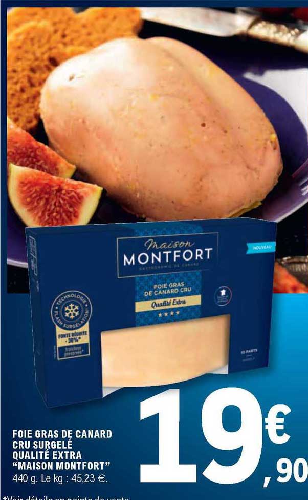 Foie Gras De Canard Cru Surgelé Qualité Extra "maison Montfort"