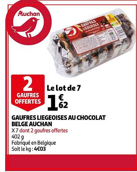 Gaufres Liégeoise Au Chocolat Belge Auchan
