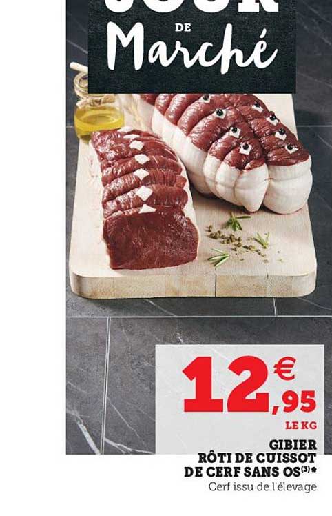 gibier rôti de cuissot de cerf sans os