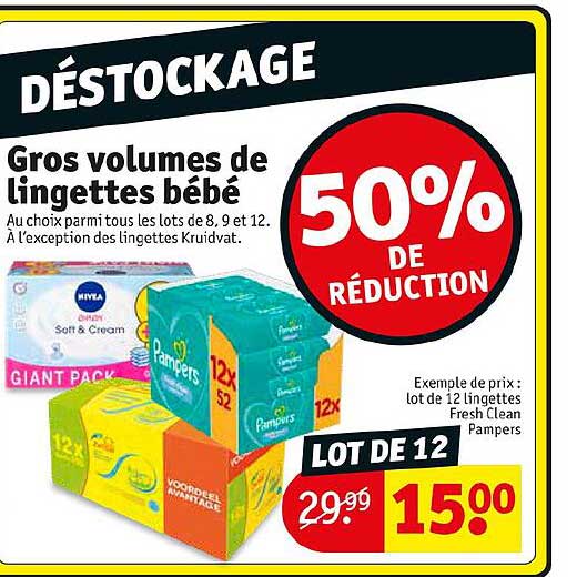 gros volumes de lingettes bébé