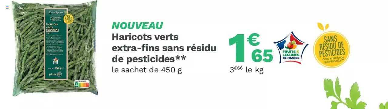 haricots verts extra-fins sans résidu de pesticides
