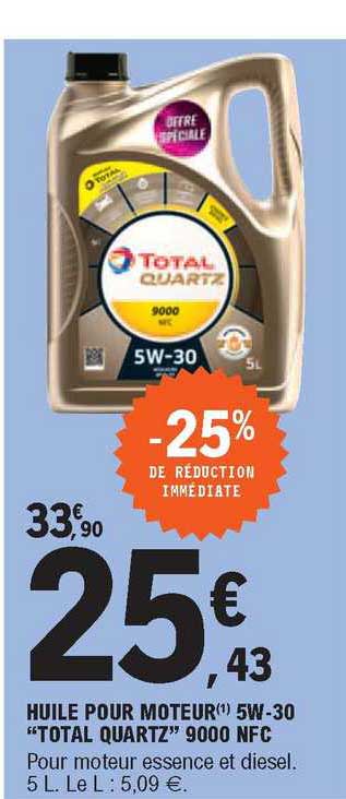 huile pour moteur 5w-30 "total quartz" 9000 nfc