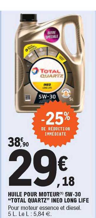huile pour moteur 5w-30 "total quartz" ineo long life