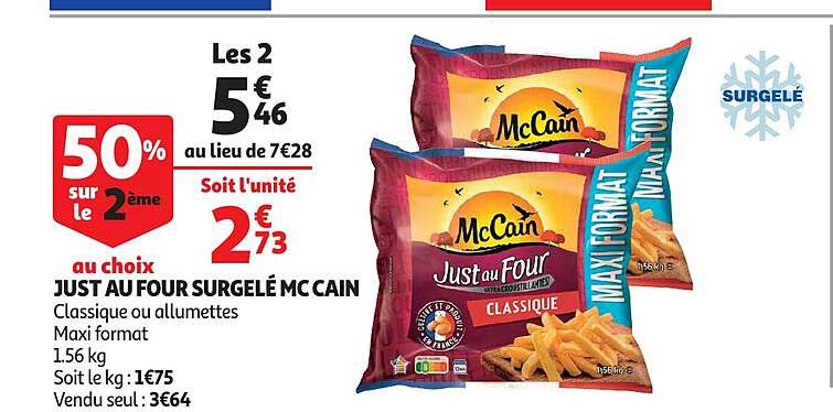just au four surgelé mc cain