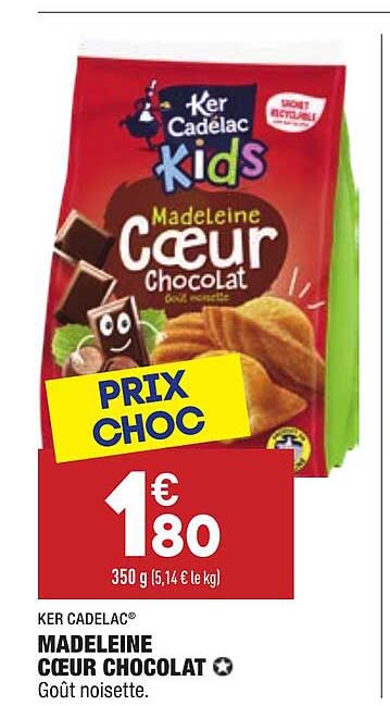 ker cadelac madeleine cœur chocolat