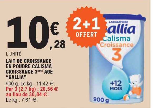 lait de croissance en poudre calisma croissance 3ème âge "gallia"