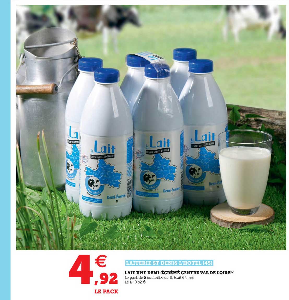 laiterie st denis l'hotel lait uht demi-écrémé central val de loire