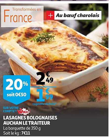 Lasagnes Bolognaises Auchan Le Traiteur