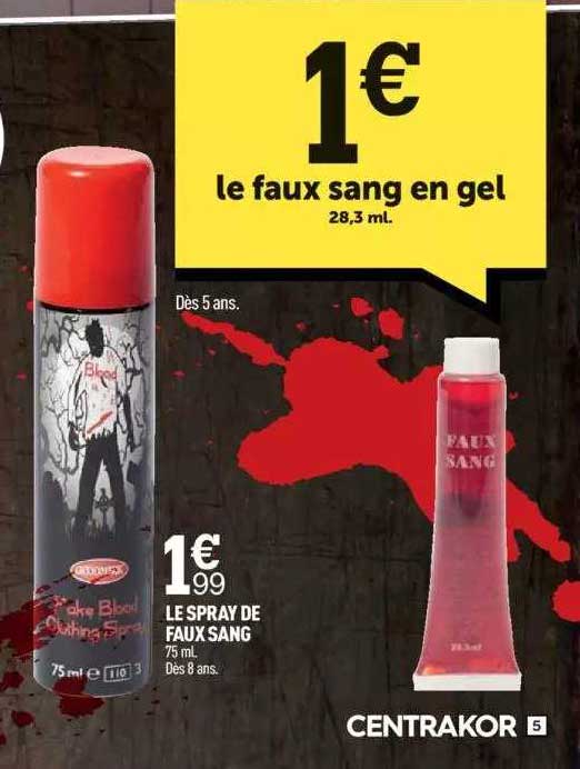 le faux sang en gel le spray de faux sang