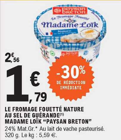 le fromage fouetté nature au sel de guérande madame loïk "paysan breton"