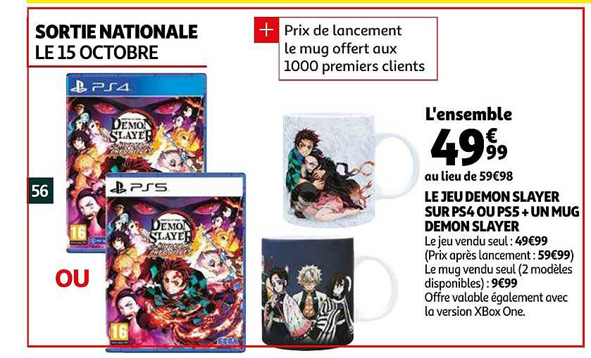 le jeu demon slayer sur ps4 ou ps5 + un mug demon slayer