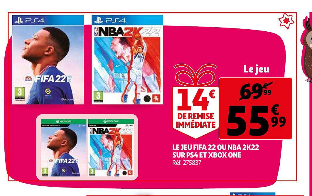 le jeu fifa 22 ou nba 2k22 sur ps4 et xbox one