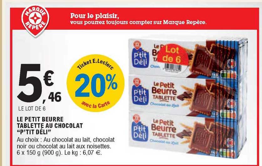 Le Petit Beurre Tablette Au Chocolat "p'tit Déli"