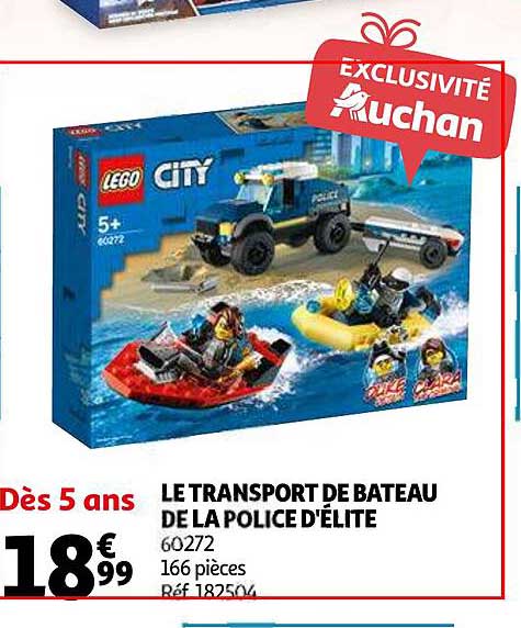 le transport de bateau de la police d'élite lego city