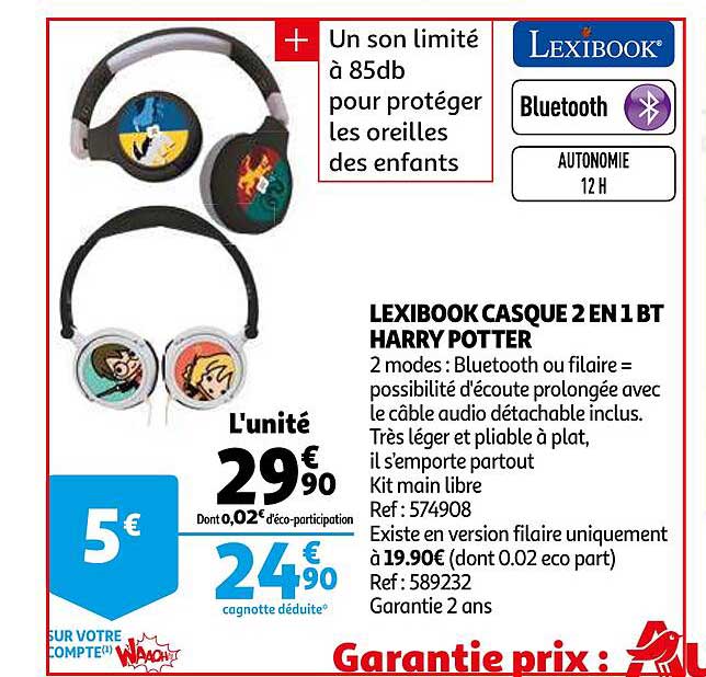 Lexibook Casque 2 En 1 Bt Harry Potter