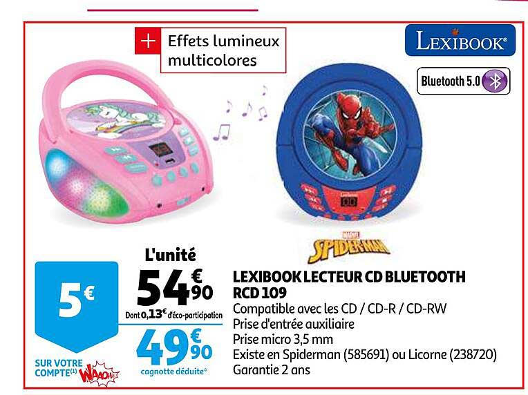 lexibook lecteur cd bluetooth rcd 109