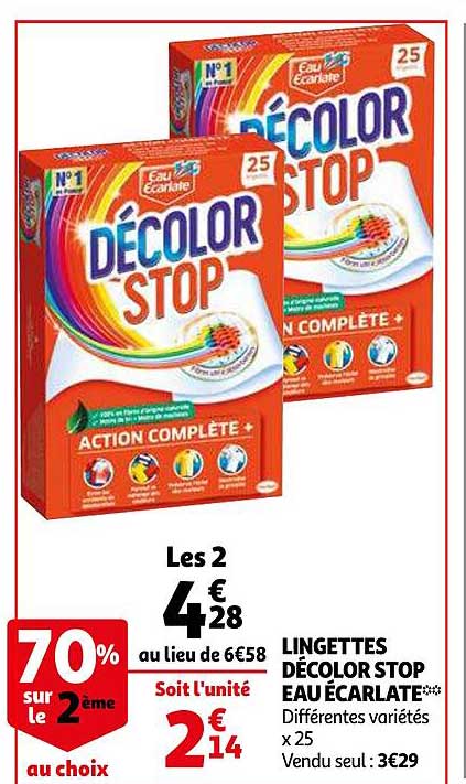 lingettes décolor stop eau écarlate