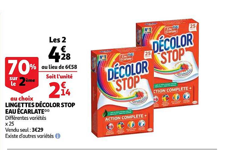 lingettes décolor stop eau écarlate